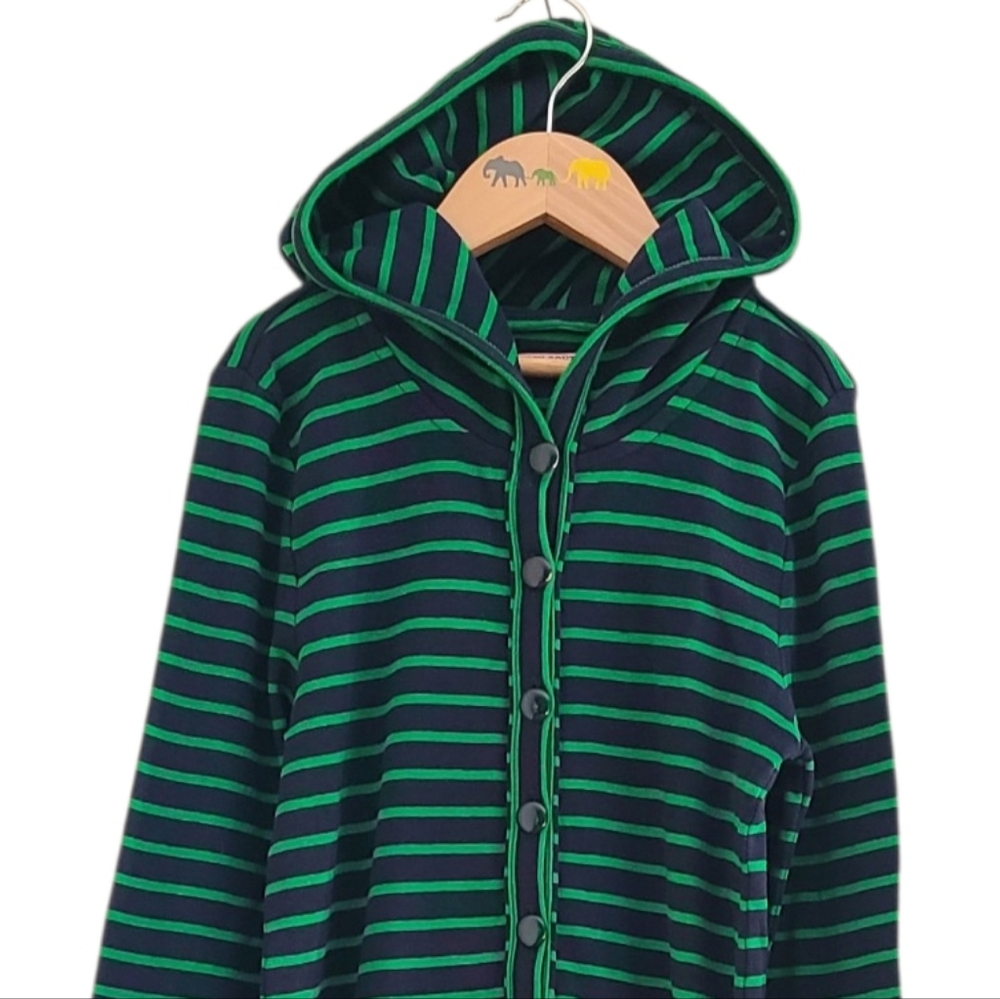 Juicy Couture Girls Striped Hoodie Dress Green Navy Cotton Size P (XS/S) EUC